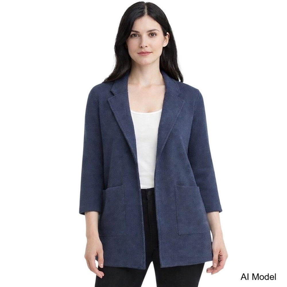 J.Crew Womens Knit Blazer Cardigan S‎ Navy Merino Wool Blend Academia Heritage